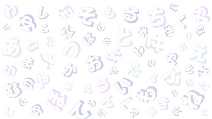 Pastel Blue and Purple Japanese Hiragana Letter Background - Outline Shadow Font Style