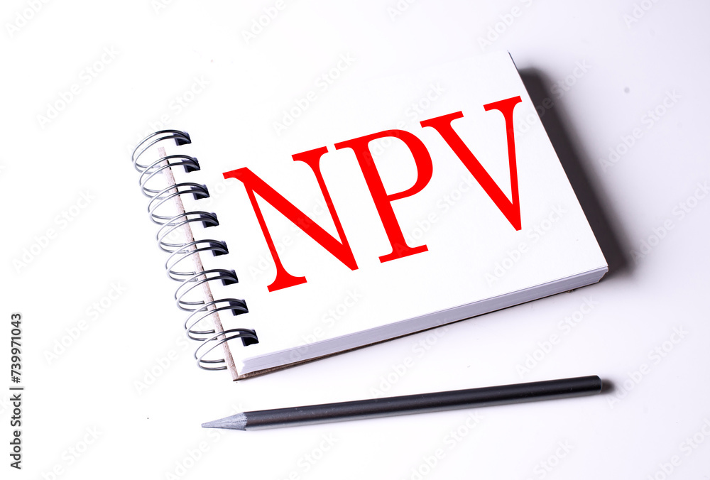 Poster text npv on notebook on the white background