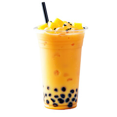 Fruit bubble tea. Png on transparent background