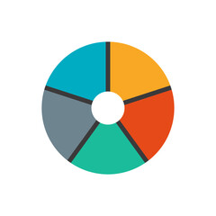 Pie chart icon for infographic, UI, web design, business presentation.