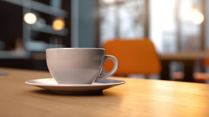 Cup of coffee or tea on the table in the office