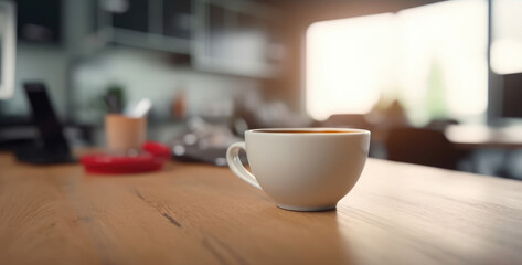 Fototapeta premium Cup of coffee or tea on the table in the office