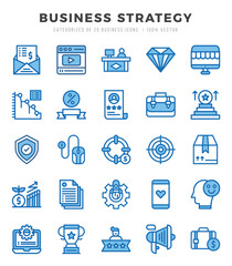 Vector Business Strategy types icon set in Two Color style. vector illustration.