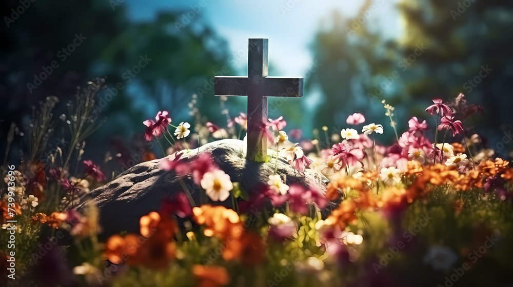 Wall mural Miniature Easter Garden to celebrate the Christian Easter Day - Wall murals