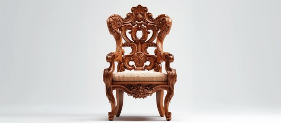 A timeless masterpiece for classical carved wooden chair lovers, this elegant chair features intricate carvings and a comfortable beige cushion.