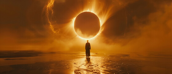 A scientist discovers a paradigm altering rift during an eclipse forever changing humanitys path - obrazy, fototapety, plakaty