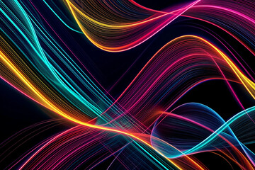 Abstract Colorful Lines on Black Background