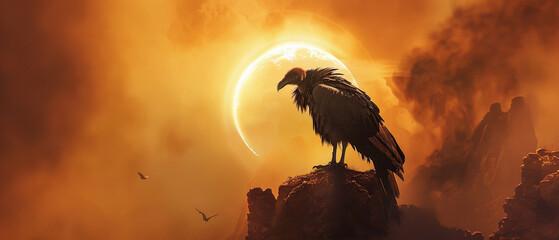 A vultures shadow crosses an eclipse a bad omen for the rift torn land below