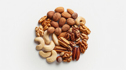 Fototapeta premium Assorted Nuts on a White Background
