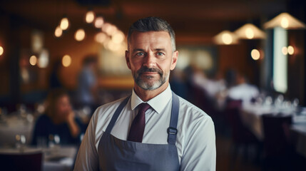 Portrait of Restaurant manager on a blurred background