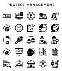 Project Management Lineal Filled icons collection. Lineal Filled icons pack. Vector illustration