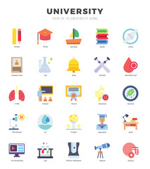 Set of University icons. Vector Illustration.