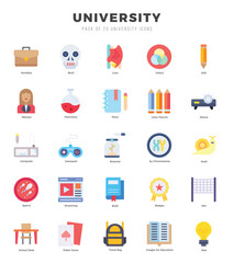 University icons set for website and mobile site and apps.