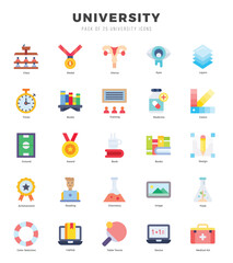 University icons set. Collection of simple Flat web icons.