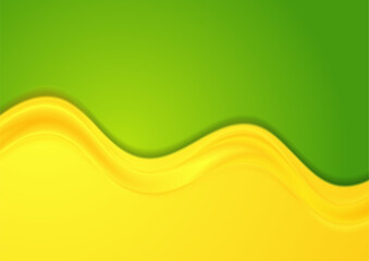 Bright green yellow smooth blurred wavy abstract elegant background. Vector design