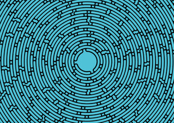 Blue and black circular dotted lines abstract hi-tech geometry background. Vector design