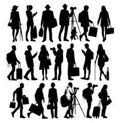 People silhouettes isolated on white background.