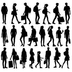 People silhouettes isolated on white background.