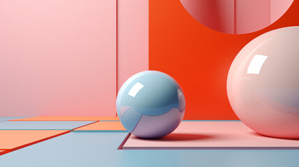 Soft ball and abstract geometric background.