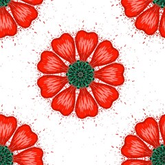 red flowers seamless abstract pattern background fabric fashion design print digital illustration art texture textile wallpaper apparel image with graphic repeat elements