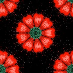 red flowers seamless abstract pattern background fabric fashion design print digital illustration art texture textile wallpaper apparel image with graphic repeat elements