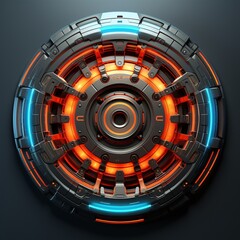 a circular object with orange and blue lights