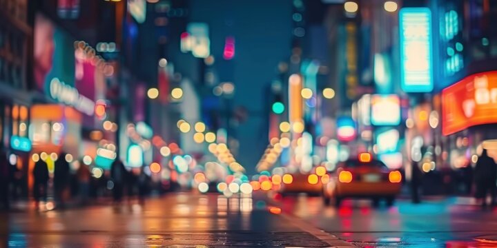 City streetscape at night capturing vibrant essence of urban travel busy road filled with motion by car lights lively scene of downtown life perfect for dynamic nature of city transportation