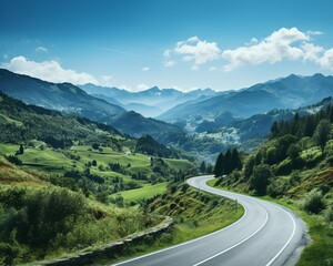Naklejka premium a road going through a valley
