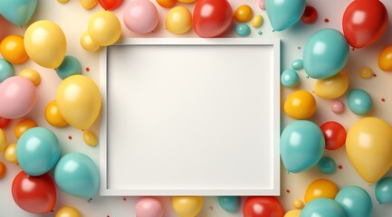 a frame around balloons
