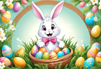 easter bunny with eggs