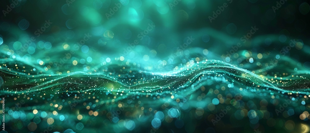 Poster technology banner with green and blue background concept, technology light effect, abstract tech, in
