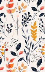 a pattern of leaves and flowers