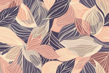 An abstract art wallpaper  with an organic natural botanical leaf shape in a minimalist hand drawn style background. Use this illustration for designs, fabrics, prints, covers, banners, - obrazy, fototapety, plakaty