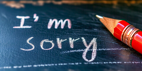 text i'm sorry written with white letters copper slate