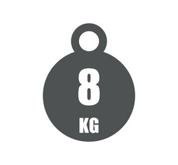 8kg weight icon. Vector design sport and gym