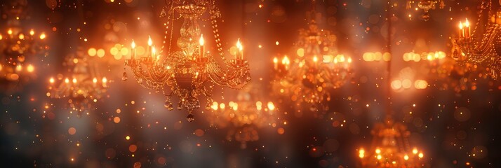 Obraz premium Elegant pattern of chandeliers and candelabras, Background Image, Background For Banner