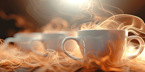 a Abstract cups full of expresso in background art - obrazy, fototapety, plakaty