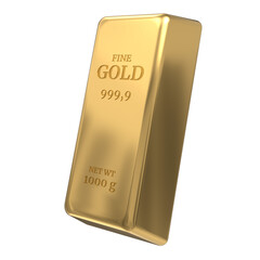Gold bar. 1kg gold bullion. Shiny gold bar. 3D rendering illustration of gold bar. Business financial banking concept