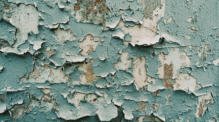 A detailed look at chipped and peeling light blue paint on a textured wall, this image is perfect for creating a vintage or distressed aesthetic in backgrounds and design elements with room for text.