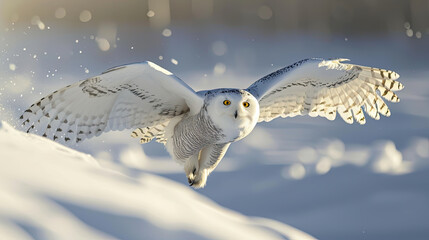 A snowy owl with an arctic