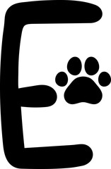 e cute paw footprint letter