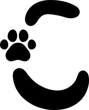 c cute paw footprint letter