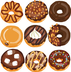 Donuts vector colorful glazed donuts flat illustrations