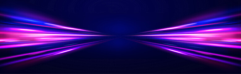 Neon rays vector abstract background. Futuristic technological style. Abstract background with speed lines. Vector illustration. Futuristic. The light lines of the road are blue png - obrazy, fototapety, plakaty