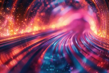 Fototapeta na wymiar Abstract neon light lines creating sense of futuristic speed dynamic and modern background illustration with bright glowing effects showcasing fast movement and energy of technology