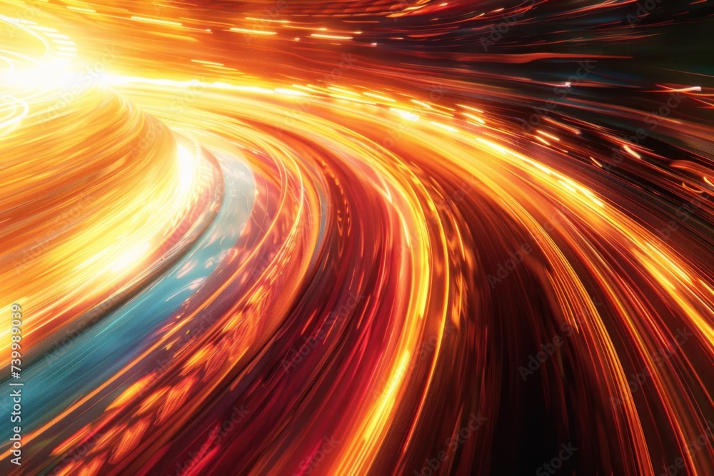 Poster abstract neon light lines creating sense of futuristic speed dynamic and modern background illustrat