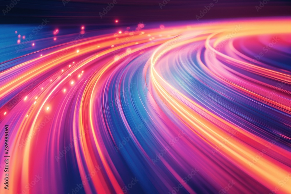 Poster abstract neon light lines creating sense of futuristic speed dynamic and modern background illustrat