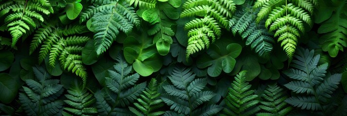 Lush, dense, vibrant green fern leaf texture, Background Image, Background For Banner
