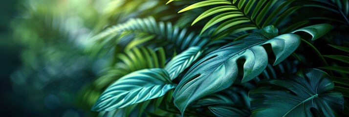 Lush, vibrant, tropical palm leaf texture, Background Image, Background For Banner