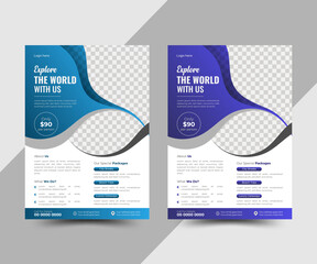 Modern creative business travel, medical, fitness, real estate printable vector flyer design template